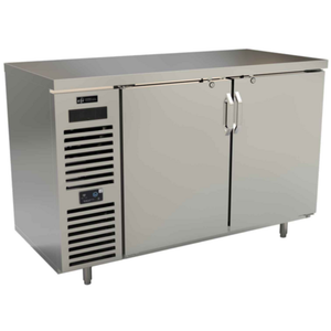 60 Inch Back Bar Refrigerator With Stainless Steel Exterior And Double Doors For Efficient Storage.