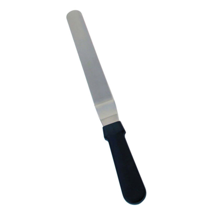 Alt Tag: Omcan 80142 Baker's Spatula with 14-Inch Stainless Steel Blade icing spatula with black handle, stainless steel blade