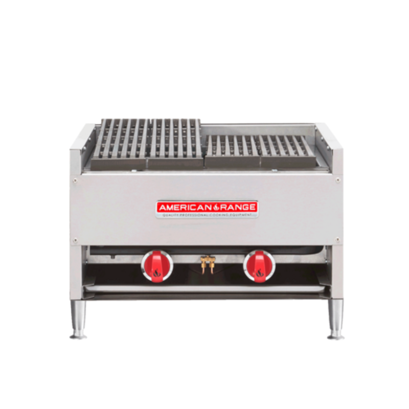American Range AECB-24 24" Gas Countertop Lava-Rock Charbroiler For Authentic Char-Broiled Flavor.