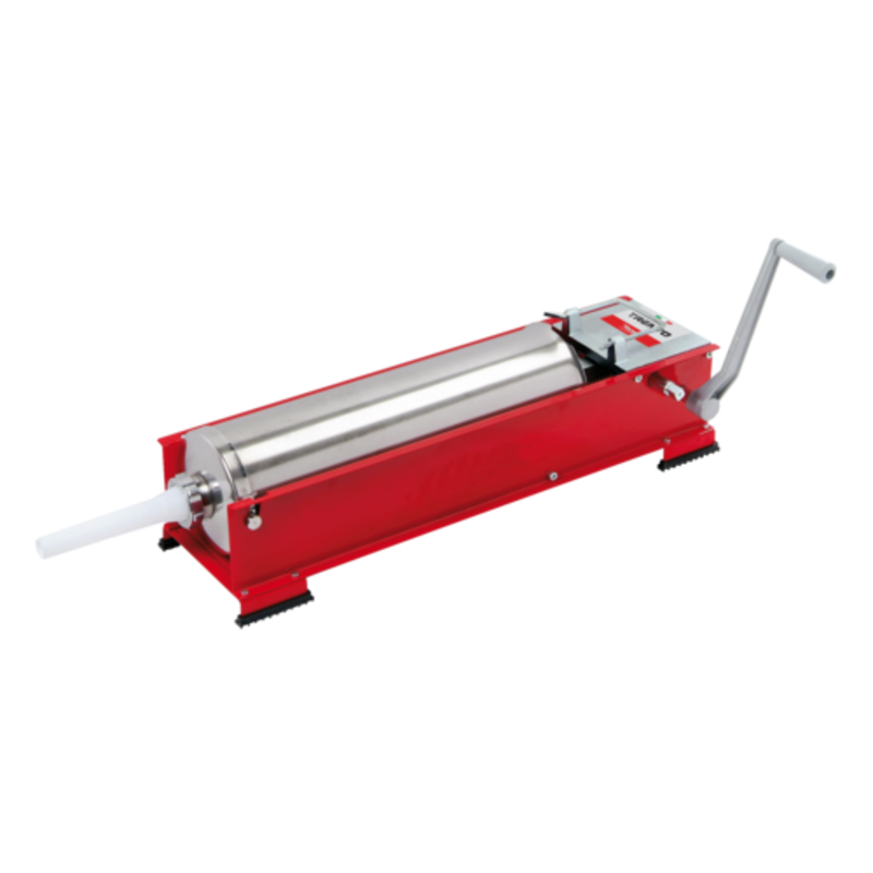 Trento 48162 Red Manual Sausage Stuffer 10L Capacity With A Stainless Steel Cylinder And Crank Handle