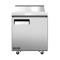 Omcan 58005 27.6" Wide Refrigerated Sandwich Salad Prep Table stainless steel prep table with refrigerated base on casters