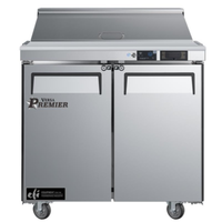 Versa Premier CSDR2-36VCP 36" Two-Door Sandwich Prep Table With Stainless Steel Finish.