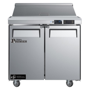 Versa Premier CSDR2-36VCP 36" Two-Door Sandwich Prep Table With Stainless Steel Finish.