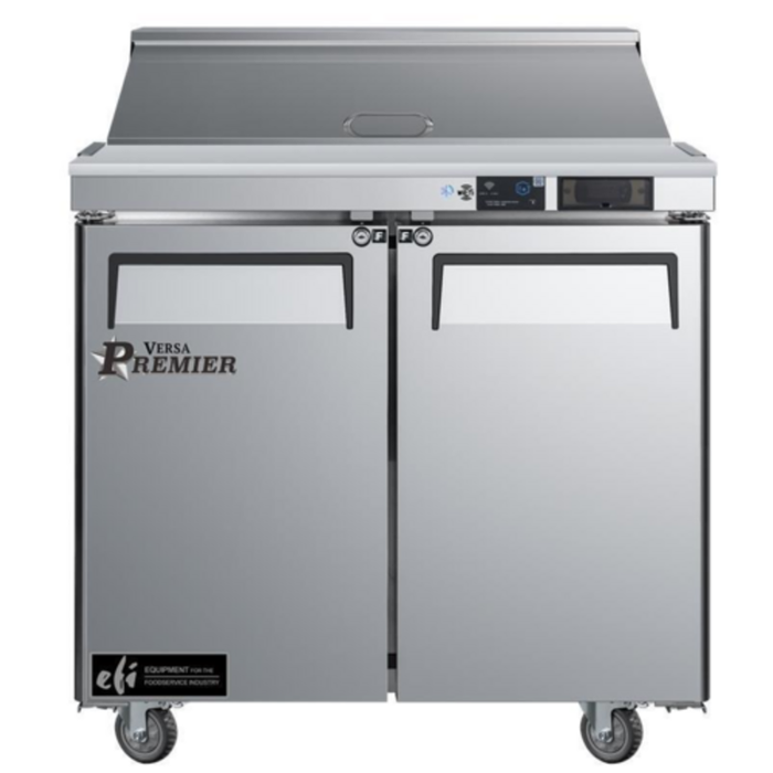 Versa Premier CSDR2-36VCP 36" Two-Door Sandwich Prep Table With Stainless Steel Finish.