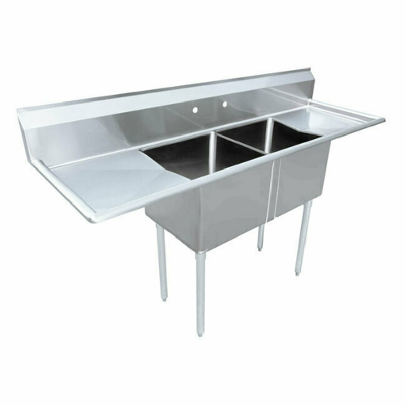 Commercial Stainless Steel Pot Sink With Two Compartments And Drainboards For Efficient Kitchen Use
