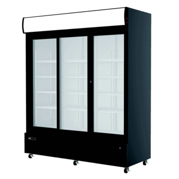 Réfrigérateur commercial à trois portes coulissantes en verre EFI C3S-68GD de 68 po de largeur