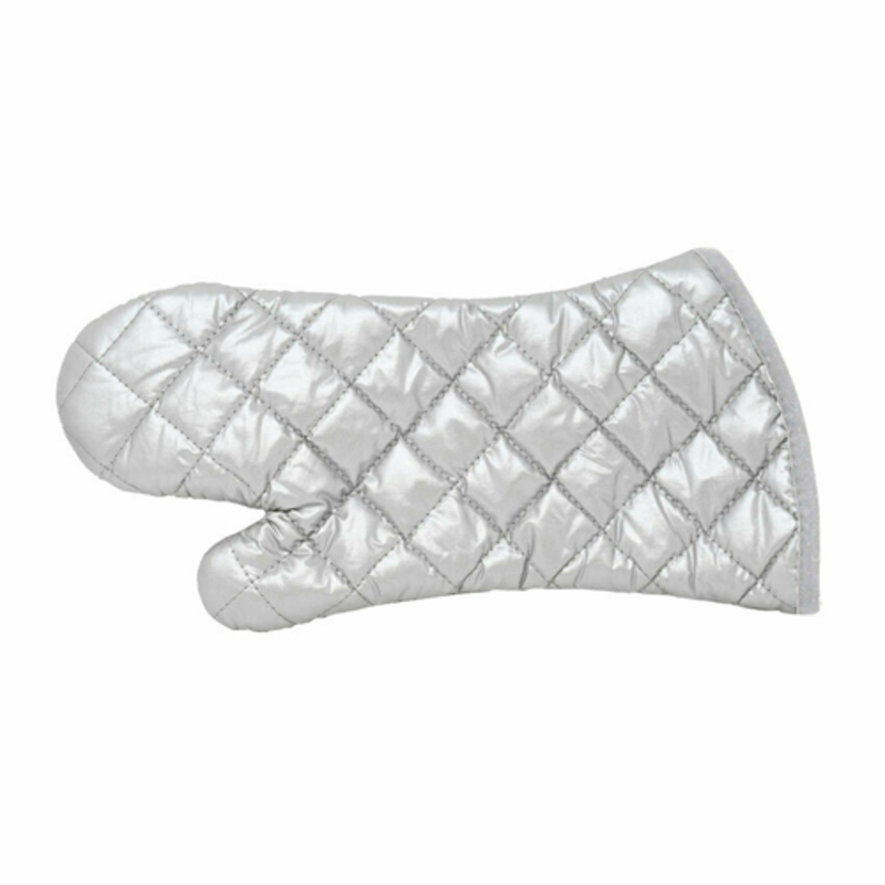 Omcan 46341 15-Inch Heavy-Duty Commercial Terry Cloth Oven Mitt silver quilted heat-resistant oven mitt for commercial kitchen use