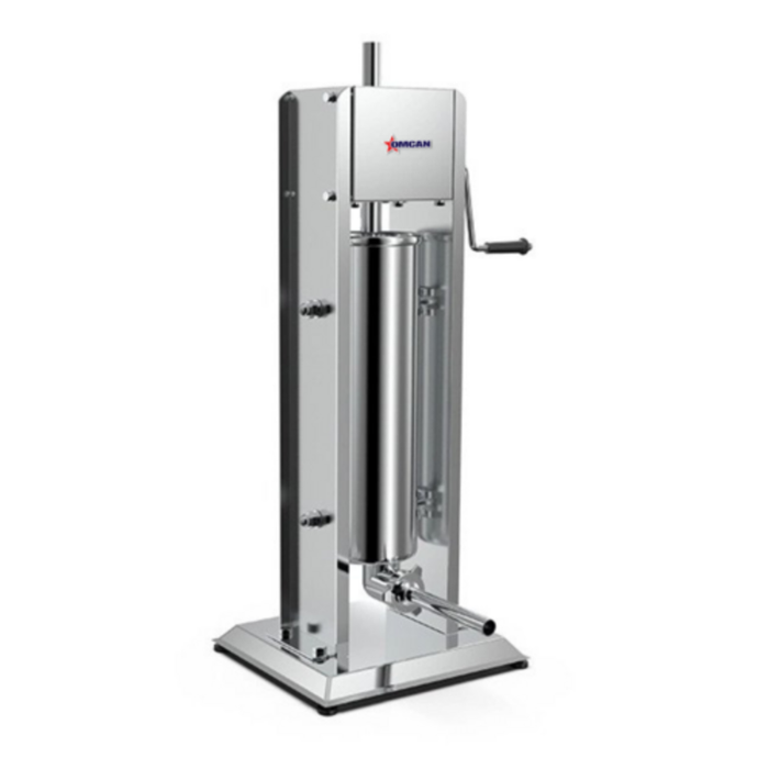 Omcan 47539 20 lb Commercial Manual Sausage Stuffer Machine Stainless Steel vertical stuffer with hand crank for commercial sausage making