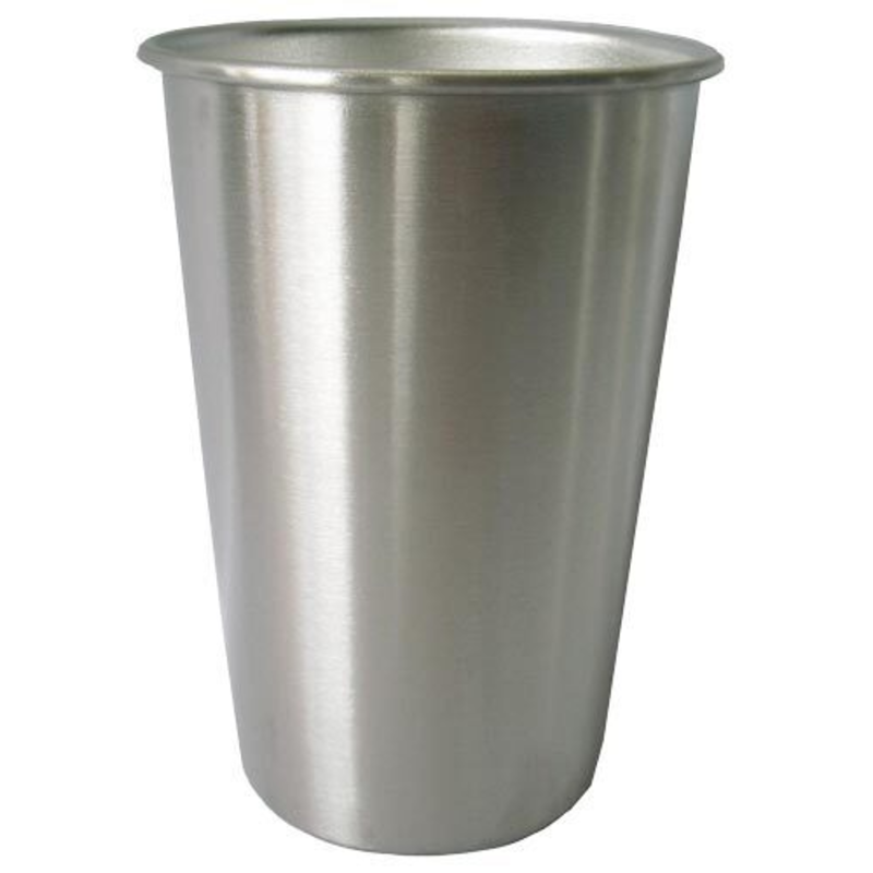 Étiquette alternative : Omcan 46506 Gobelet métallique durable de haute qualité pour distributeurs de jus et boissons gobelet en acier inoxydable