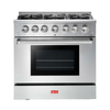 Omcan 48595 36" Residential Natural Gas Range With Convection Oven In Sleek Stainless Steel Design