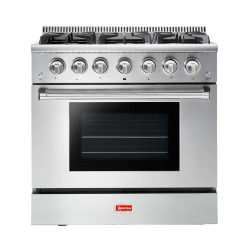 Omcan 48595 36" Residential Natural Gas Range With Convection Oven In Sleek Stainless Steel Design