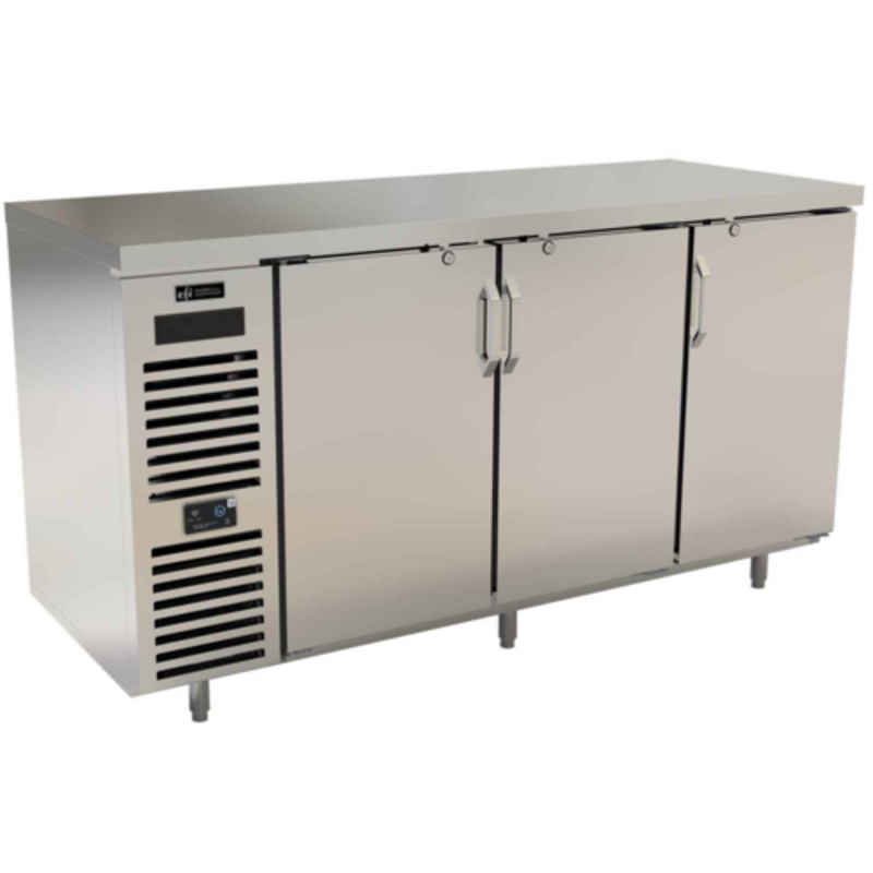 72 Inch Back Bar Refrigerator With Three Solid Doors And Front Ventilation System