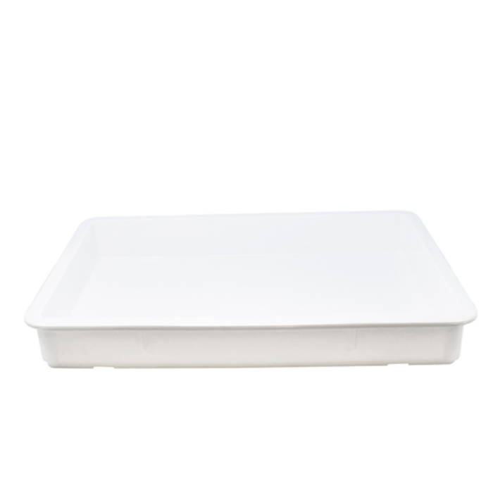 Omcan 80889 26″ x 18″ x 3.25″ Stackable Pizza Dough Proofing Box white stackable dough proofing tray for pizzeria bakery use