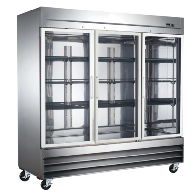 EFI C3-82GDSVCX 82" Three Door Glass Merchandiser Refrigerator With Stainless Steel Exterior