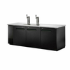 Alt Tag: EFI CBBDD3-72CC 72 Inch Black Direct Draw Beer Dispenser 72" back bar draft beer cooler with dual taps and three-door cabinet