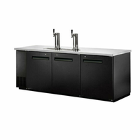 Alt Tag: EFI CBBDD3-72CC 72 Inch Black Direct Draw Beer Dispenser 72" back bar draft beer cooler with dual taps and three-door cabinet