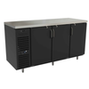 72 Inch Back Bar Refrigerator With Three Doors And Stainless Steel Top For Efficient Beverage Storage