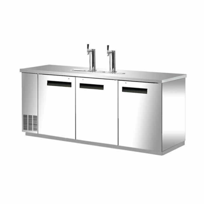 EFI CBBSDD3-90CC 90.3-inch Three-Door Commercial Refrigerated Draft Beer Dispenser stainless steel 3-door kegerator with dual taps