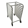 Mobile Half Height Bun Pan Rack on wheels for easy transport and storage of up to 10 full-size sheet pans.