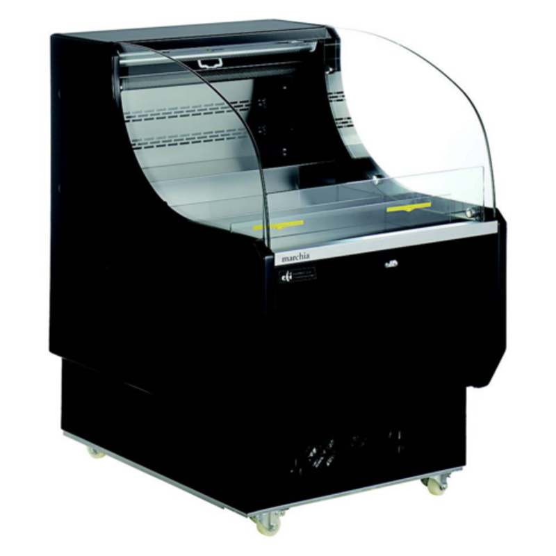 Alt Tag: EFI CGOM-2642 27-Inch Refrigerated Deli Display Case with Gravity Coil System curved glass refrigerated deli case