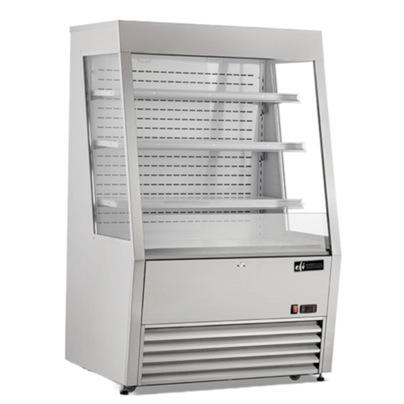 EFI CGOM-3659S 36" Refrigerated Slanted Open Air Merchandiser Case stainless steel open air display cooler with slanted front