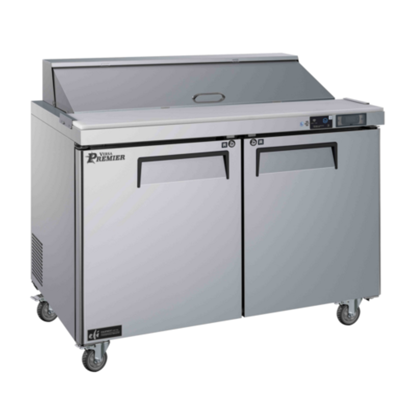 48 Inch Two-Section Sandwich Prep Table With Mega Top And Refrigerated Storage.