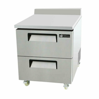 Alt Tag: EFI 27.5-inch Two-Drawer Stainless Steel Refrigerated Work Top Counter with two drawers and stainless work surface