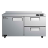 Alt Tag: EFI CWDW2-60VCP 60 Inch Stainless Steel Refrigerated Work Top Counter with drawers and solid door, commercial prep refrigerator