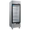 27 Inch Glass Door Reach-In Freezer Featuring A Sleek Stainless Steel Design With Four Adjustable Shelves.