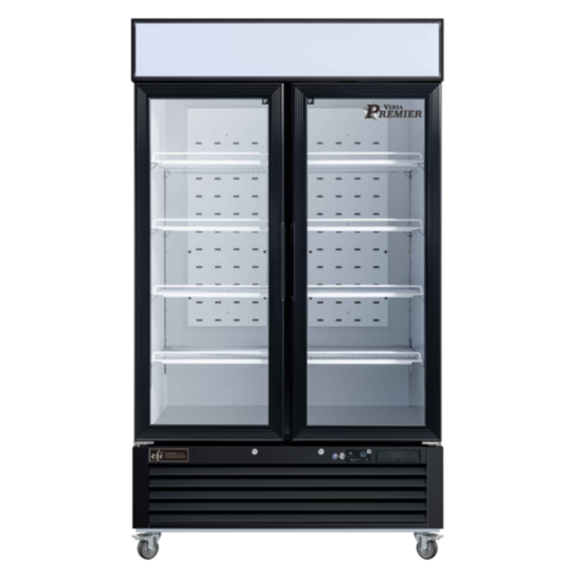 EFI Versa Premier F2-48GDVCP Reach-In Glass Door Freezer with LED Lighting and Black Exterior