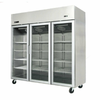 EFI F3-78GDSVC 77.8" Three-Section Glass Door Freezer Merchandiser with Transparent Doors and Metal Shelving
