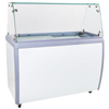Alt Tag: EFI FICD-39-SG 39.4-inch Self-Serve Countertop Food Display Sneeze Guard glass shield on refrigerated display case