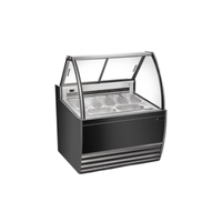 Alt Tag: EFI FIGCB-4252 41.4" Curved Black Gelato Dipping Display Case with curved glass, black finish, LED-lit dipping pans