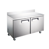 Alt Tag: EFI FWDR2-60VCX 60.25 Inch Stainless Steel Commercial Worktop Freezer Counter stainless steel two-door freezer counter with casters