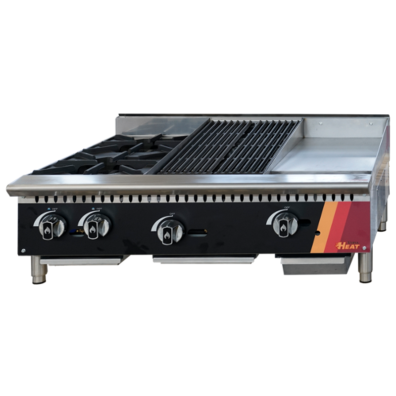 EFI HCT36-12HP-CH-GMP 36 Inch Gas Countertop Griddle With Charbroiler And Hot Plate