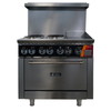 Alt Tag: EFI HRG36-12GM-4B-ELC 36" Electric Restaurant Range with Griddle & Burners front view, 4 burners, 12-inch griddle, stainless steel oven