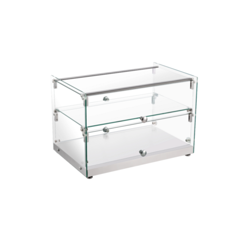 EFI NDCPS-2215 Non-Refrigerated Countertop Display Case Showcasing Baked Goods and Pastries.