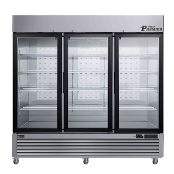 Alt Tag: EFI Premier 82 Inch Three Door Glass Freezer Merchandiser commercial glass door display freezer with stainless steel exterior