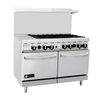 Alt Tag: EFI RCTRS-12G-6B-P 48" Liquid Propane Restaurant Range with Griddle, 6-burner commercial gas range with oven base