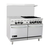 48 Inch Gas Restaurant Range With Griddle Featuring Open Burners And Two Spacious Ovens For Commercial Kitchens