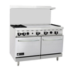 48 Inch Gas Restaurant Range With Two Burners And 36 Inch Griddle From EFI, Ideal For Commercial Kitchens.