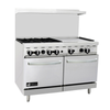 EFI RCTRS-4B-24G-P 48" LP Gas Restaurant Range With Griddle, 4 Burners And Dual Ovens In Stainless Steel.