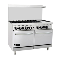 Étiquette alternative : EFI RCTRS-6B-12G-N Cuisinière à gaz de restaurant de 48", six brûleurs et chaîne en acier inoxydable commerciale avec four et crédence