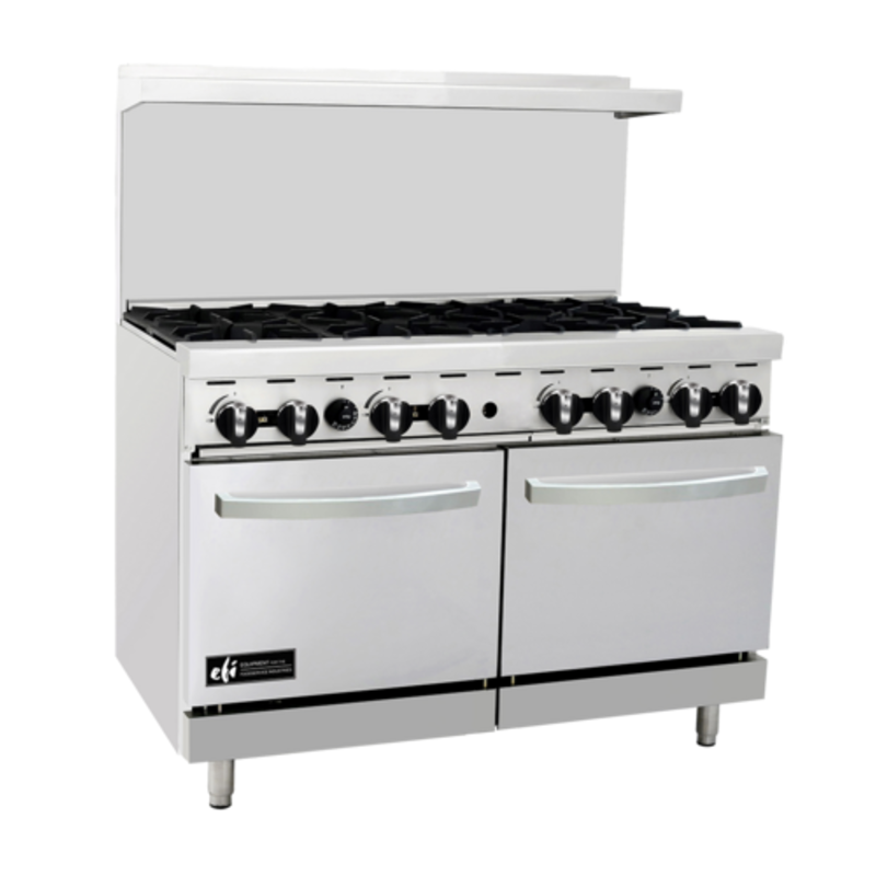 EFI RCTRS-8B-P 48" LP Gas Restaurant Range Featuring 8 Burners And 2 Ovens, A Reliable Commercial Propane Gas Range.