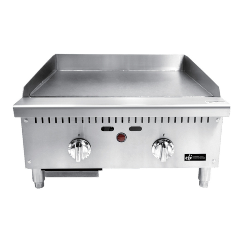 EFI RCTTG-24N 24" Natural Gas Countertop Griddle With Two Control Knobs and Stainless Steel Finish