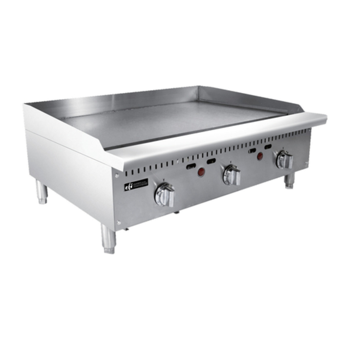 Tablette de dessus de travail en acier inoxydable EFI RCTTG-36N de 36" de large pour comptoir au gaz naturel avec commandes de thermostat