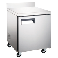 EFI Refrigeration FWDR1-27VCX-L 27.5" Stainless Steel Commercial Work Top Freezer with stainless worktop and caster wheels