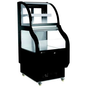 Alt Tag: EFI Sales 25.9-Inch Open Deli Display Refrigerated Merchandiser Case open refrigerated deli display with curved glass and wheels