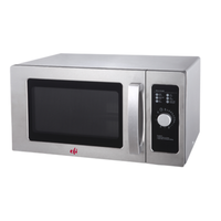 Alt Tag: EFI Sales 25 Liter Light-Duty Commercial Stainless Steel Microwave Oven stainless steel commercial microwave with dial controls front view