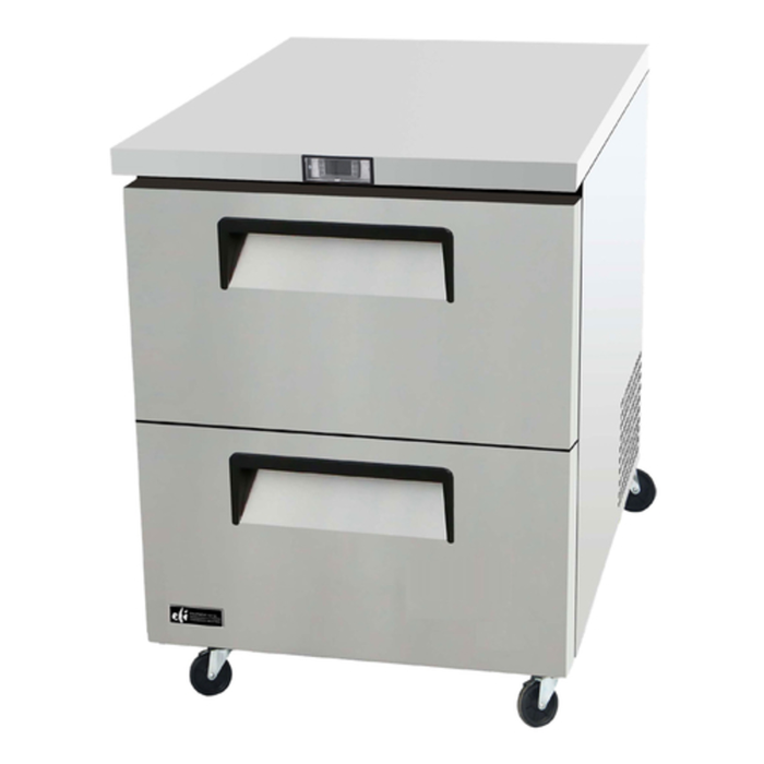 Efi Sales 27.5 Inch Undercounter Reach-In Two Drawer Freezer stainless steel commercial undercounter freezer with 2 drawers